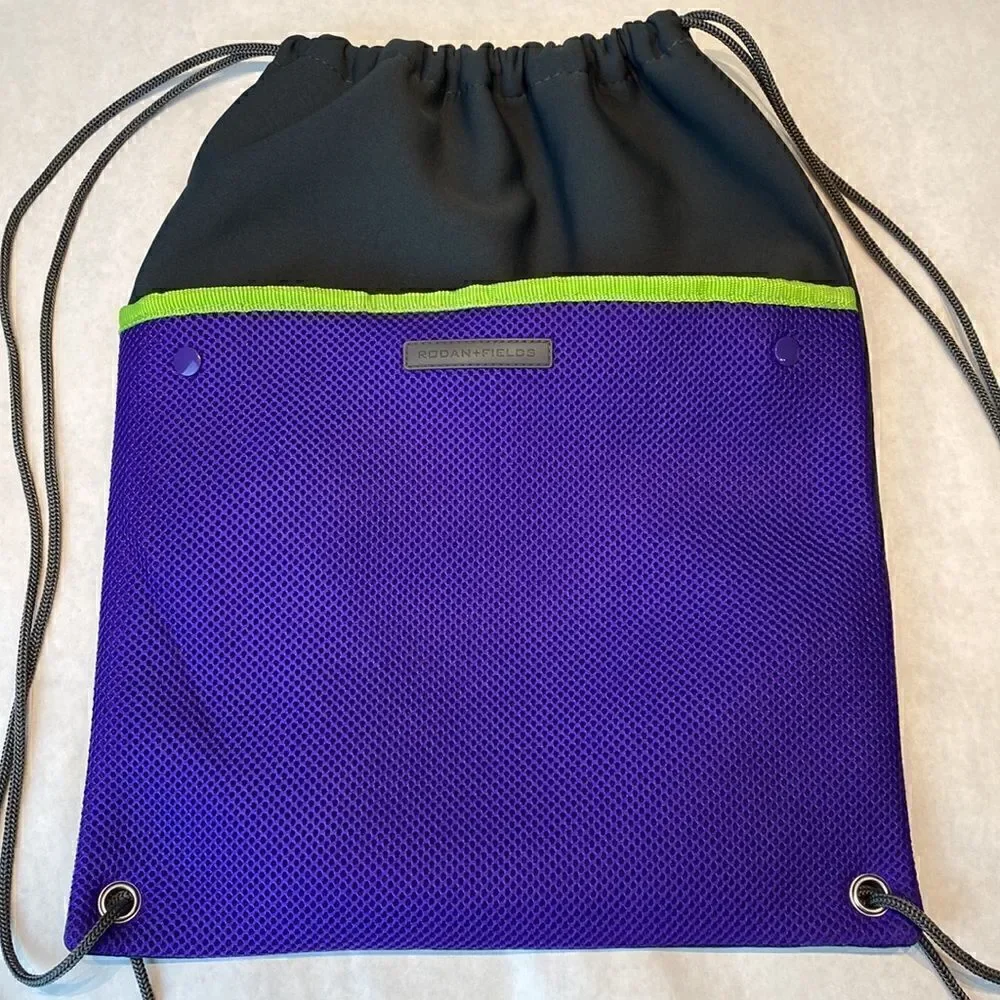 Rodan + Fields Cinch Sack Backpack Gray Purple